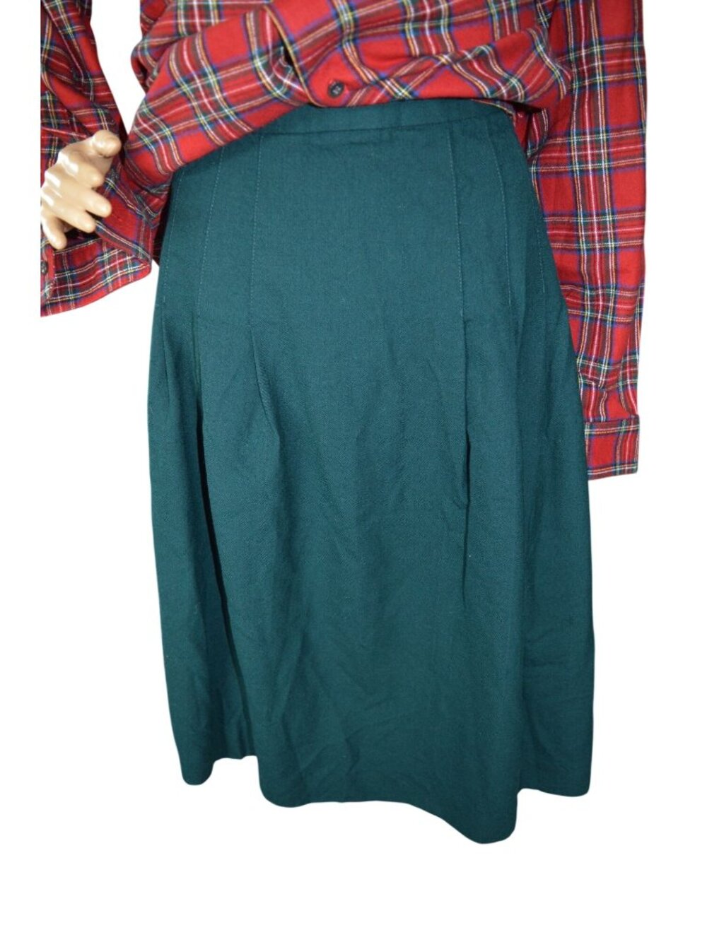 Vintage Talbots Petites Emerald Green Wool Pleated Skirt Size 12P Preppy Coquett